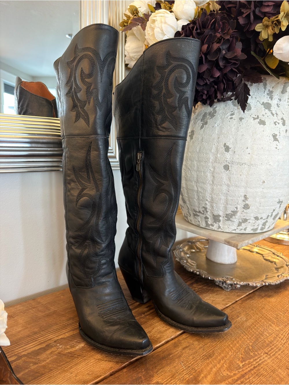 Dan Post® Ladies Jilted Black Snip Toe Leather Boots DP3789 Size 10